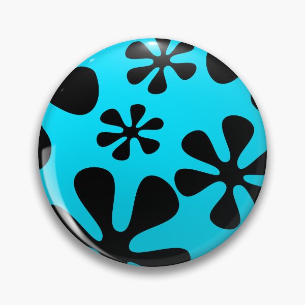 Item preview, Retro Flowers Pattern Black Turquoise designed and sold by theWeppen.
