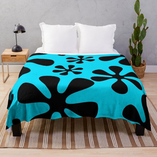 Item preview, Retro Flowers Pattern Black Turquoise designed and sold by theWeppen.