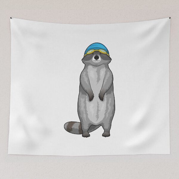 Item preview, Racoon Swimming Swimming cap designed and sold by Snabdesign84.