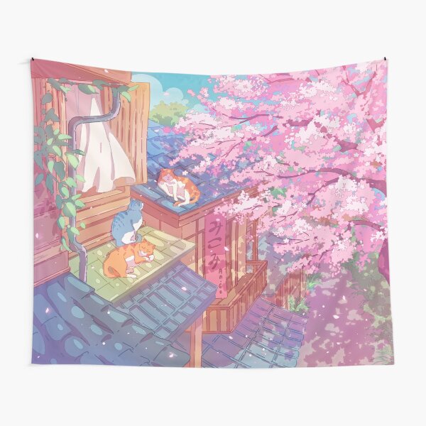 Cherry Blossom Tapestry Trees Forest Sea of Flowers Landscape Wall Hanging  Floral Home Decor Backdrop Yoga Picnic Mat : : Home