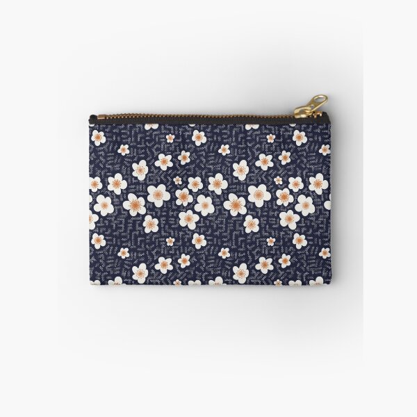 Item preview, Daisy floral print on indigo spots  designed and sold by Freewheeling.