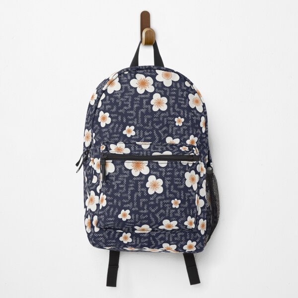 Item preview, Daisy floral print on indigo spots designed and sold by Freewheeling.