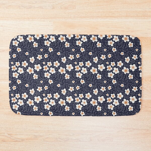 Item preview, Daisy floral print on indigo spots  designed and sold by Freewheeling.