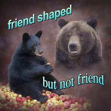 Artwork thumbnail, Bears friend shaped but not friend word art meme by snazzyseagull