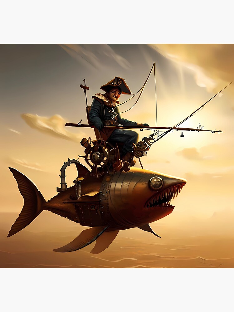 Wooden Napoleon gone fishing in the desert Sticker for Sale by