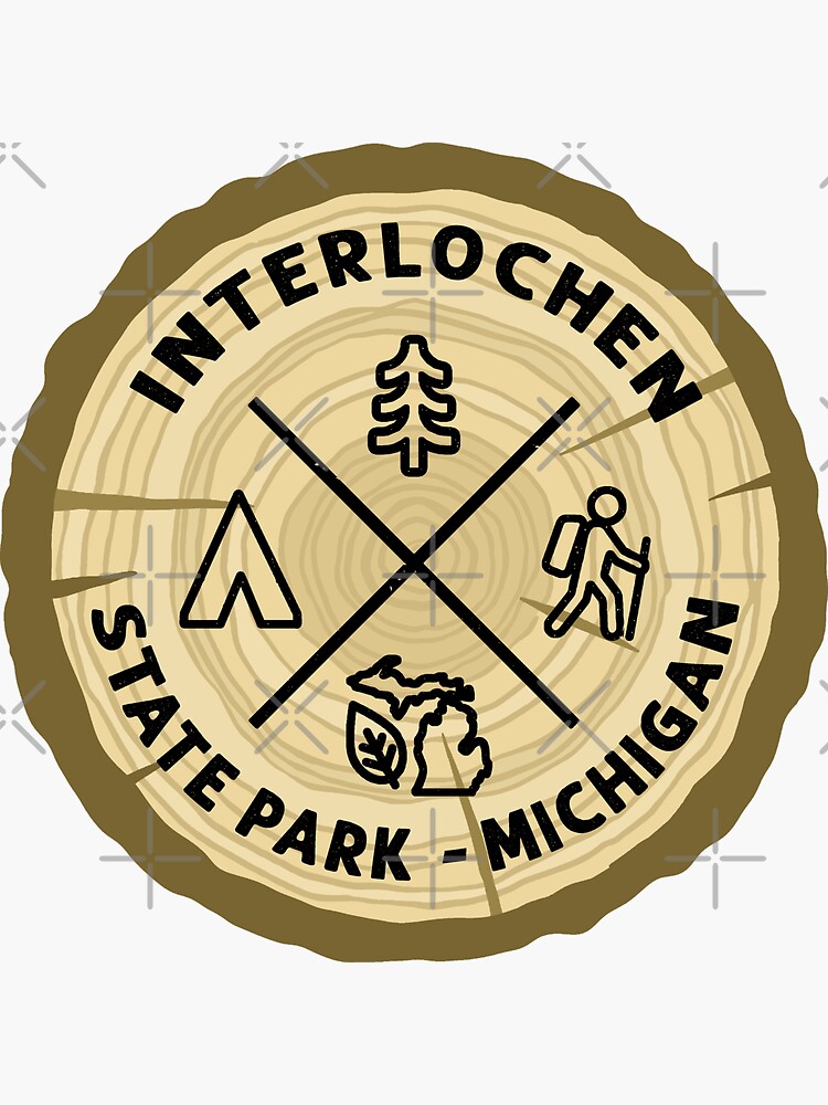 "Interlochen State Park Michigan Log Slice" Sticker for Sale by