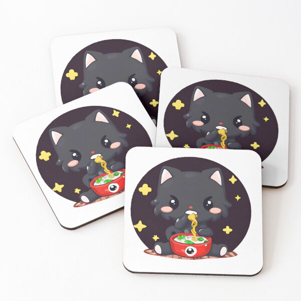 Item preview, Kawaii black cat eating ramen designed and sold by NathalieRached.