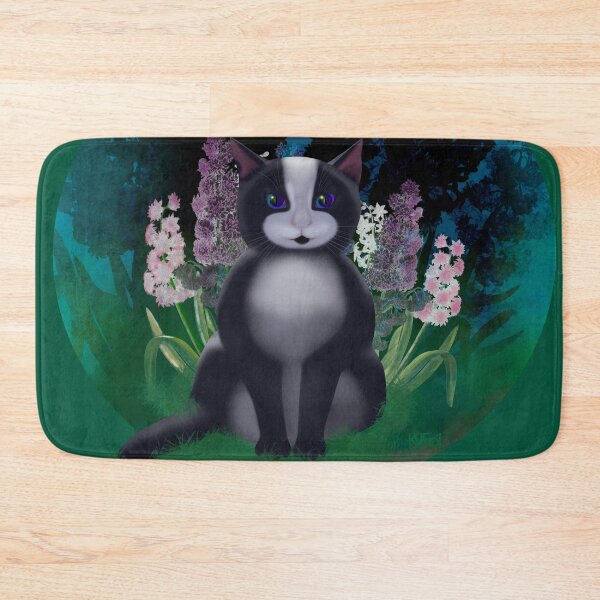 Item preview, Black & White Cat enjoying their favourite patch in the garden  designed and sold by KateVanFloofno1.