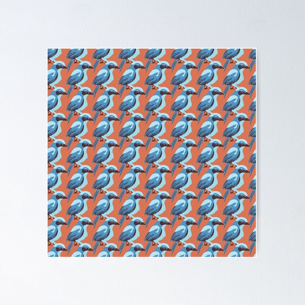 Item preview, Abstract Blue Jay Pattern on Burnt Orange Background designed and sold by Aaron2610.