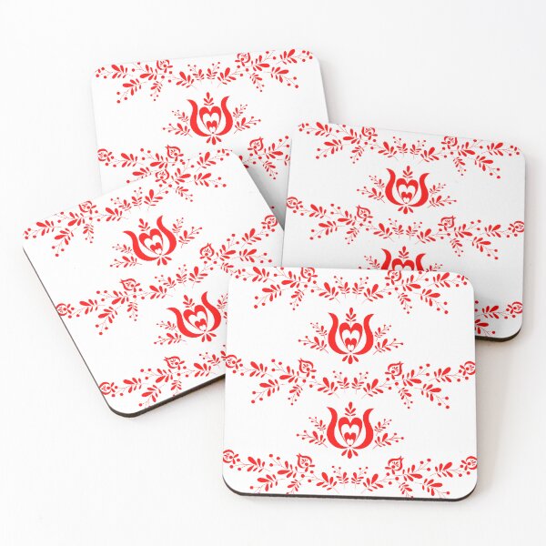 Item preview, Kalocsai folk art red flower pattern designed and sold by Kormix.