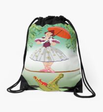 Cute halloween The crocodile girl Deadly circus Drawstring Bag
