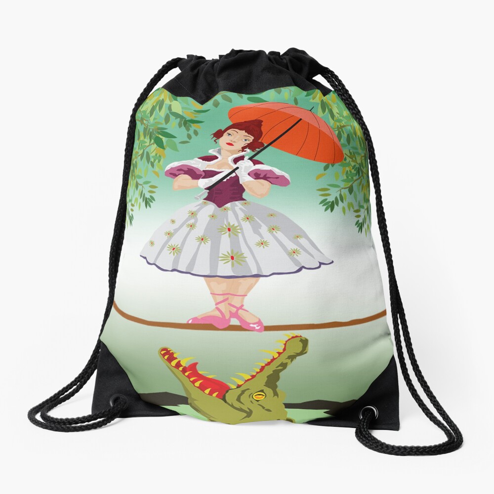 Cute halloween The crocodile girl Deadly circus Drawstring Bag