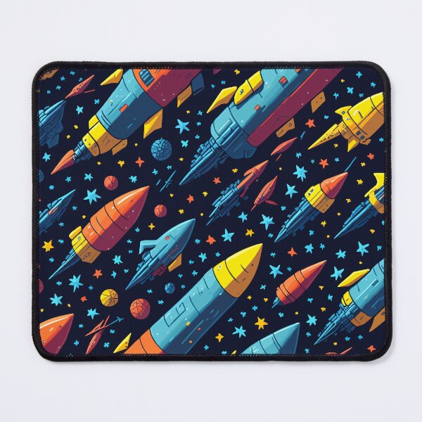 Item preview, Retro Rockets Pattern, Vintage Space Travel on Navy Blue designed and sold by Itaya Art.