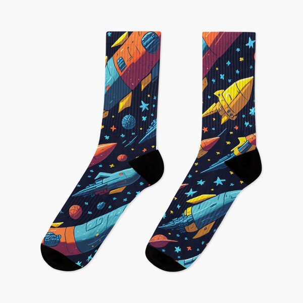 Item preview, Retro Rockets Pattern, Vintage Space Travel on Navy Blue designed and sold by Itaya Art.