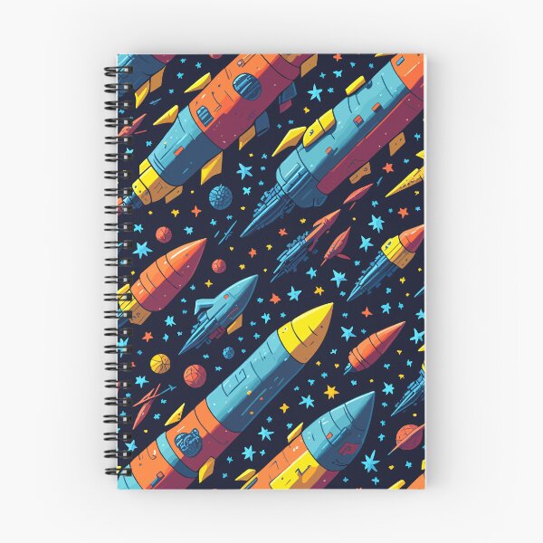 Item preview, Retro Rockets Pattern, Vintage Space Travel on Navy Blue designed and sold by Itaya Art.