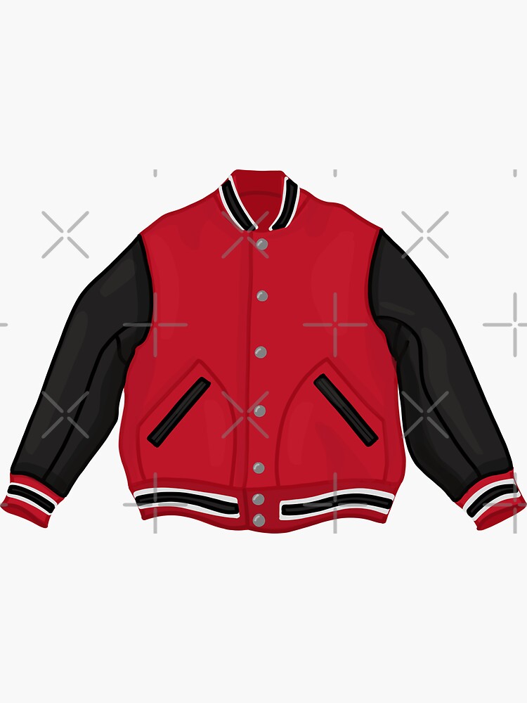 Red and Black Varsity Jacket Sticker for Sale by Xandra Jones