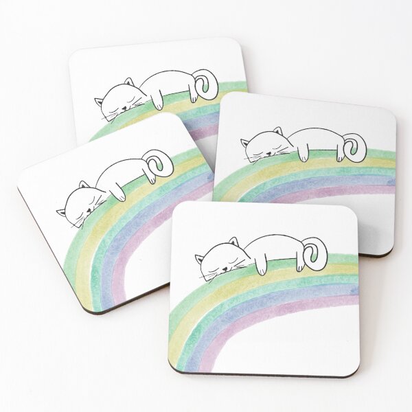 Item preview, watercolor rainbow cat designed and sold by Ashlison.