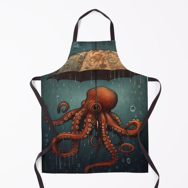 Item preview, Lovecraftian Octopus holding umbrella underwater designed and sold by landletsy.