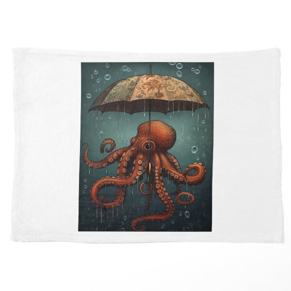 Lovecraftian Octopus holding umbrella underwater Poster for Sale