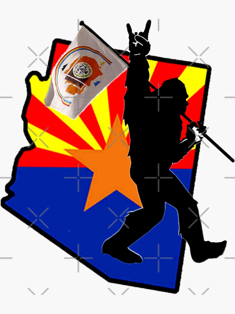 Thumbnail 3 of 3, Sticker, FRIENDLY BIGFOOT with Navajo Nation Flag in Arizona designed and sold by NativeGraffix.