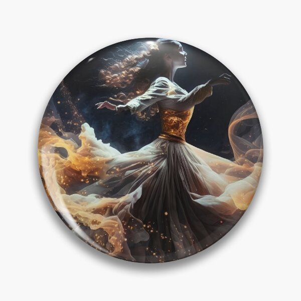 Item preview, Shamanic dancing witch in fiery dress designed and sold by Red Witch Art.