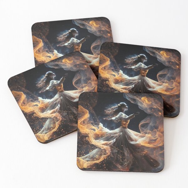 Item preview, Shamanic dancing witch in fiery dress designed and sold by Red Witch Art.