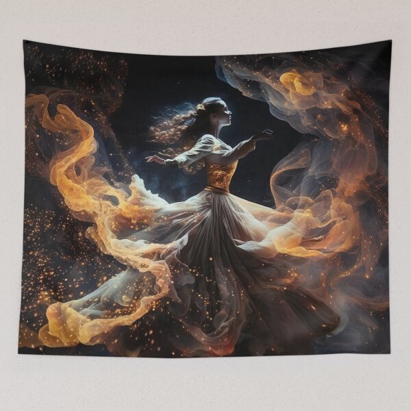Item preview, Shamanic dancing witch in fiery dress designed and sold by Red Witch Art.
