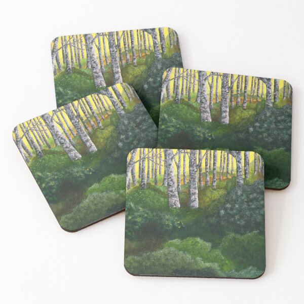 Item preview, Birch forest with blackbird designed and sold by drowning-radio.