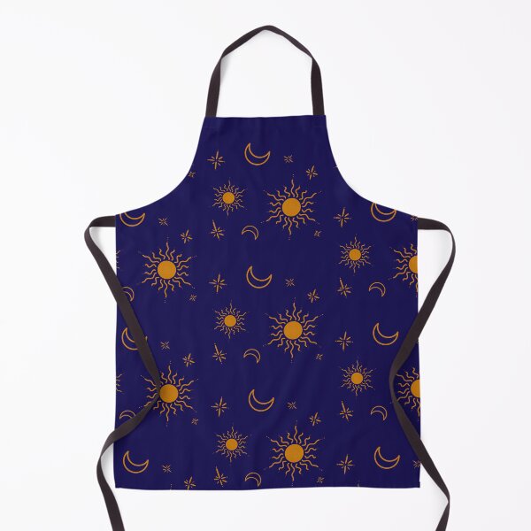 Item preview, Celestial gold print, sun moon and stars on midnight blue designed and sold by Freewheeling.