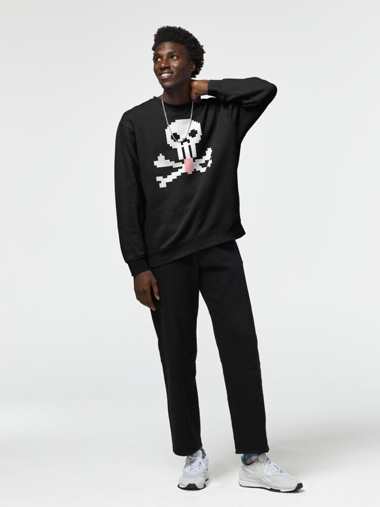 Thumbnail 3 of 7, Pullover Sweatshirt, Pixel Mlemskull & Crossbones designed and sold by TheRandomFactor.