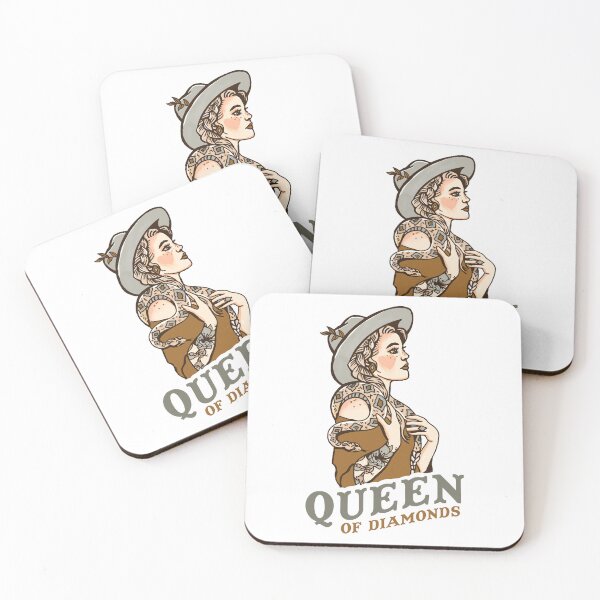 Item preview, Queen Of Diamonds: Badass Retro Western Cowgirl With A Diamondback Rattlesnake designed and sold by The Whiskey Ginger Design Shop.
