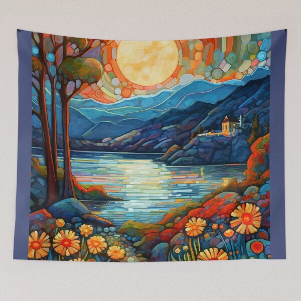 Item preview, Mountain summer impressionistic landscape designed and sold by Red Witch Art.
