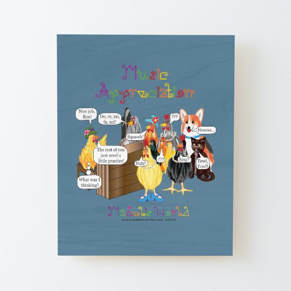 Music Appreciation from Mabel's World Wedgewood blue Wood Mounted Print