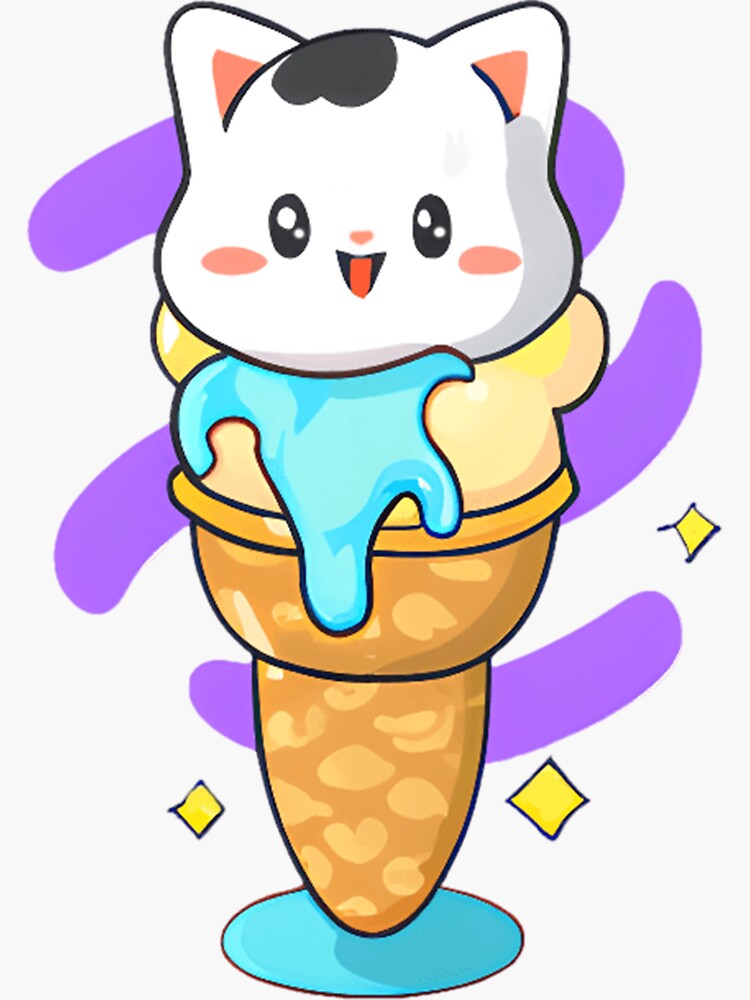 Dibujos gatitos kawaii kawaii comiendo helado