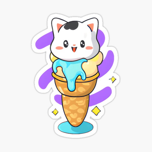 Adorable Cute Kawaii Summer Ice Cream Cartoon Emoji - Double Scoop Vin –  Shinobi Stickers