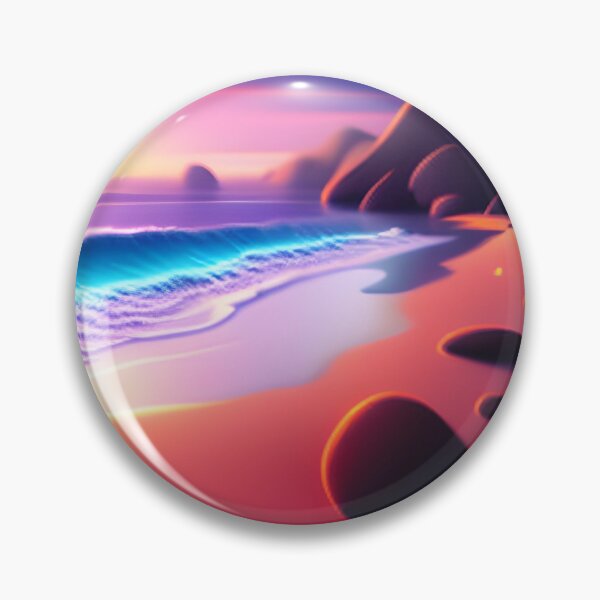 Item preview, Beach Sunset Fantasy in Cartoon Style with a Pink Paradise Mountain designed and sold by stylishdzign.