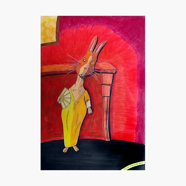 299 - MODIGLIANI BUNNY - DAVE EDWARDS - COLOURED PENCILS & INK - 2010 Photographic Print
