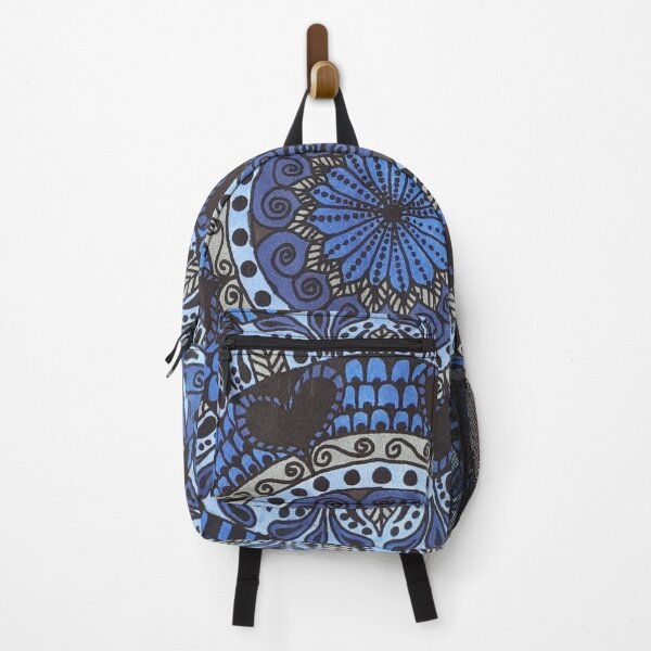 Item preview, Mandala 2 - hand drawn with blue tones designed and sold by RockPaperArt.
