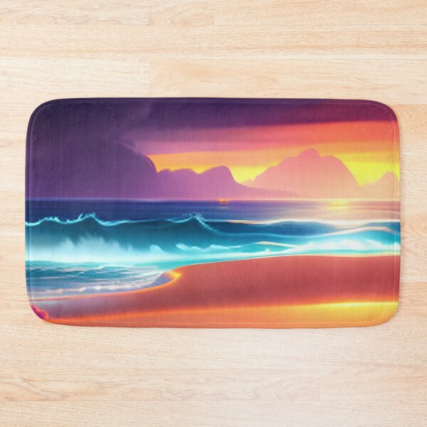 Item preview, Beach Sunset Fantasy in Cartoon Style with a Pink Paradise Mountain designed and sold by stylishdzign.