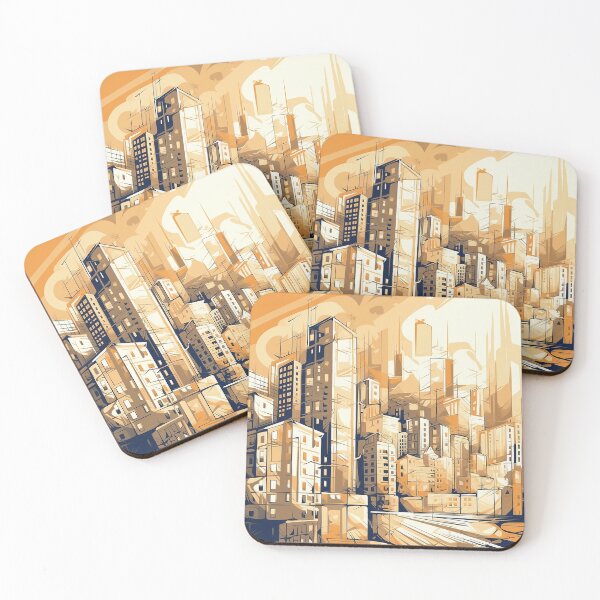 Item preview, Geometric Urban Metropolis - Orange designed and sold by GeekyDesignsEmp.