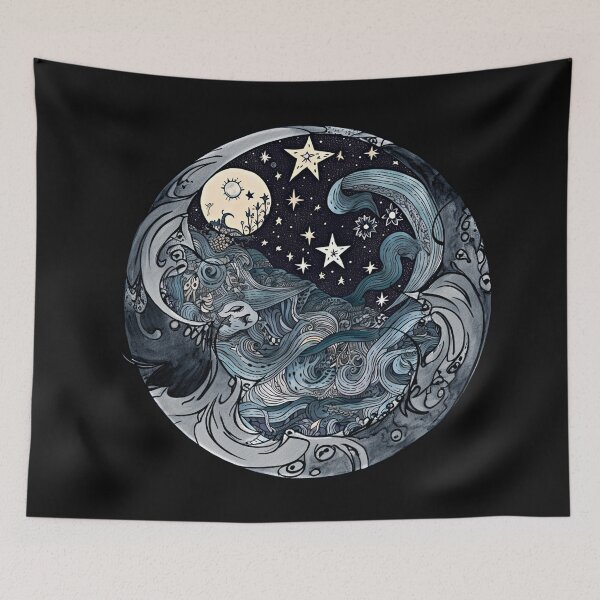 Item preview, Moon and Stars and Waves designed and sold by cryoxene.