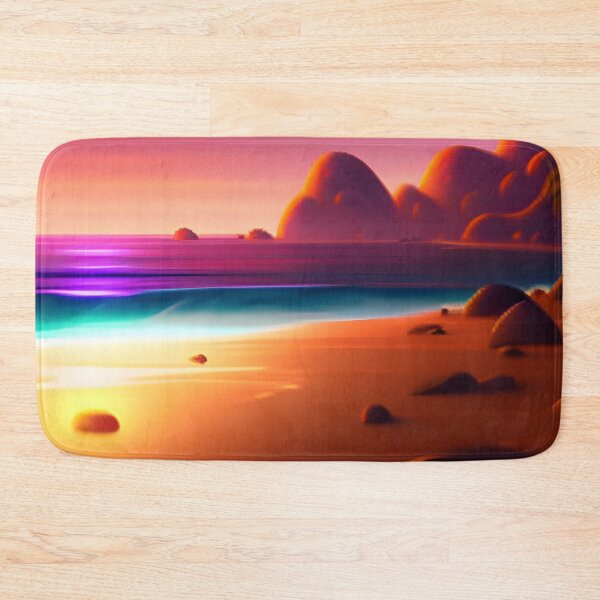 Item preview, Beach Sunset Fantasy in Cartoon Style with a Pink Paradise Mountain designed and sold by stylishdzign.