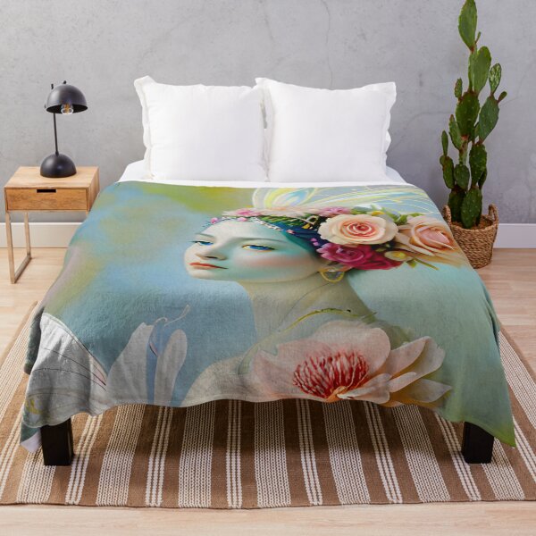 Item preview, Soft Focus Pastel Woman Floral AI Art Rosas azules y rosadas designed and sold by BlueIrisMarket.