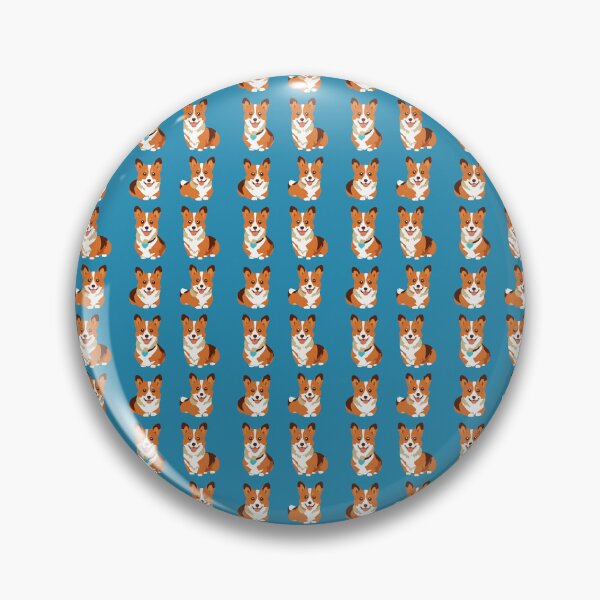 Item preview, Patrón Super Happy Corgi sobre fondo azul brillante designed and sold by Aaron2610.