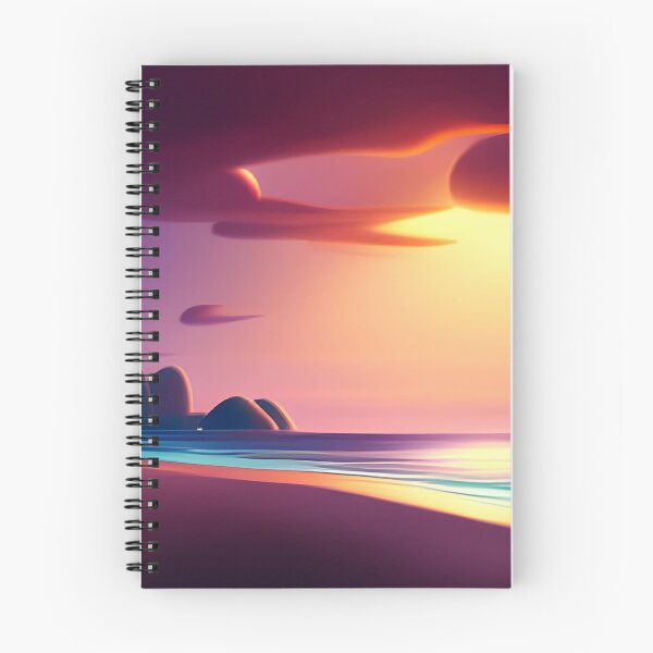 Item preview, Beach Sunset Fantasy in Cartoon Style with a Pink Paradise Mountain designed and sold by stylishdzign.