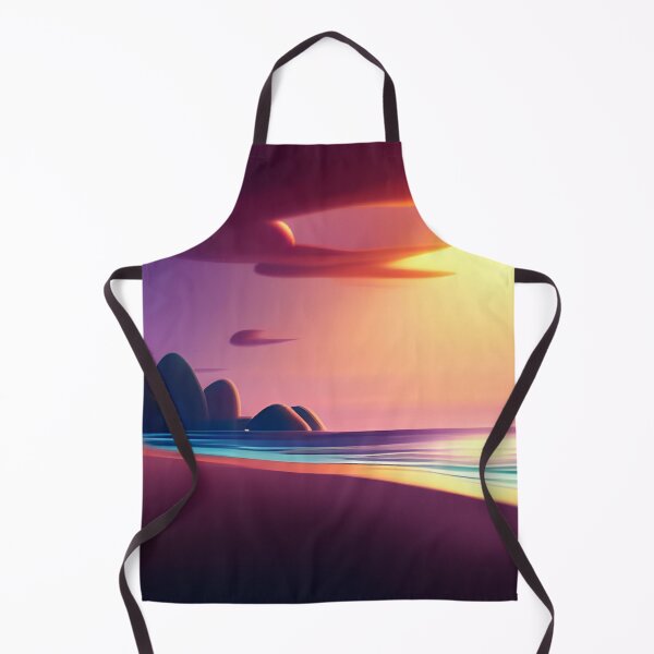 Item preview, Beach Sunset Fantasy in Cartoon Style with a Pink Paradise Mountain designed and sold by stylishdzign.