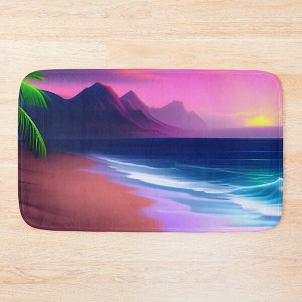 Item preview, Beach Sunset Fantasy in Cartoon Style with a Pink Paradise Mountain designed and sold by stylishdzign.