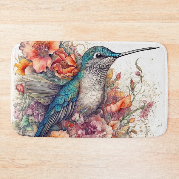 Item preview, Blue Hummingbird Resting on Flowers designed and sold by Diego Re.