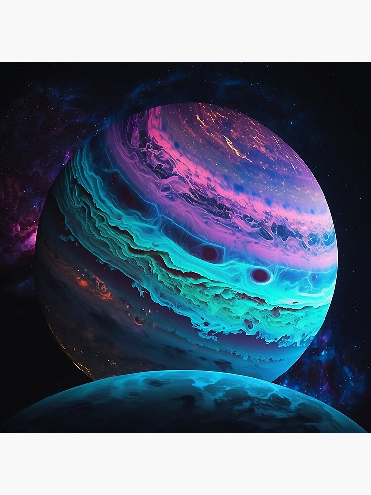 Neon Planets Hand factory Crafted Art