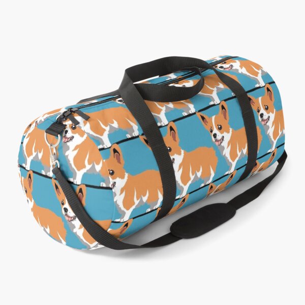 Item preview, Patrón de Corgi feliz sobre fondo de rayas azul brillante designed and sold by Aaron2610.
